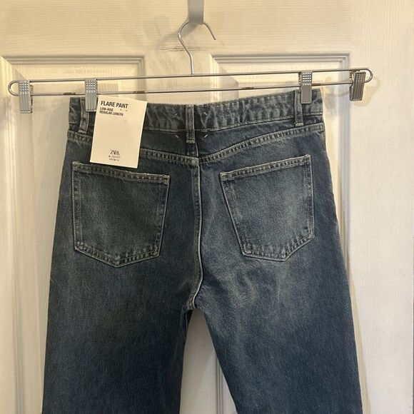 ZARA Flare Jeans Low Rise Blue Women’s Size 8 Regular Length Denim NWT - Picture 8 of 16